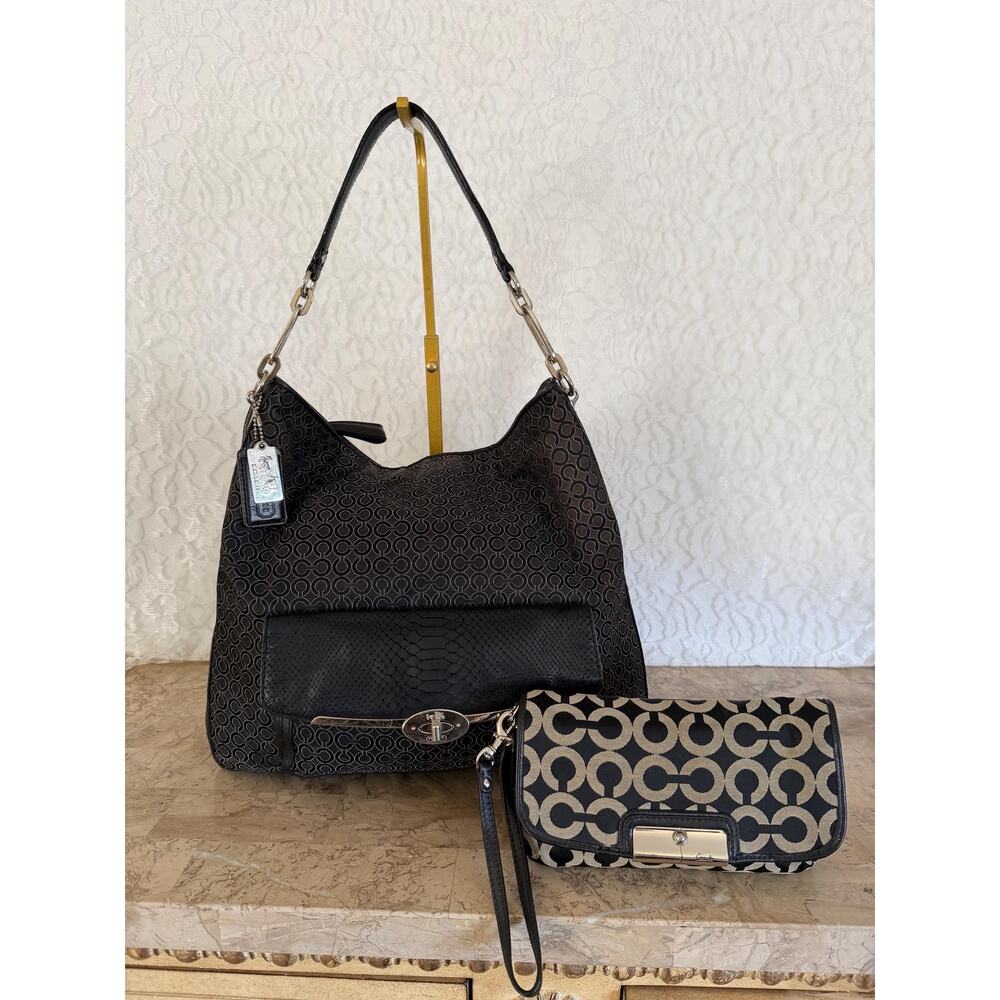Bundle Coach Coach Madison Art Signature Hobo Handbag Shoulder Bag 27906 wrislet